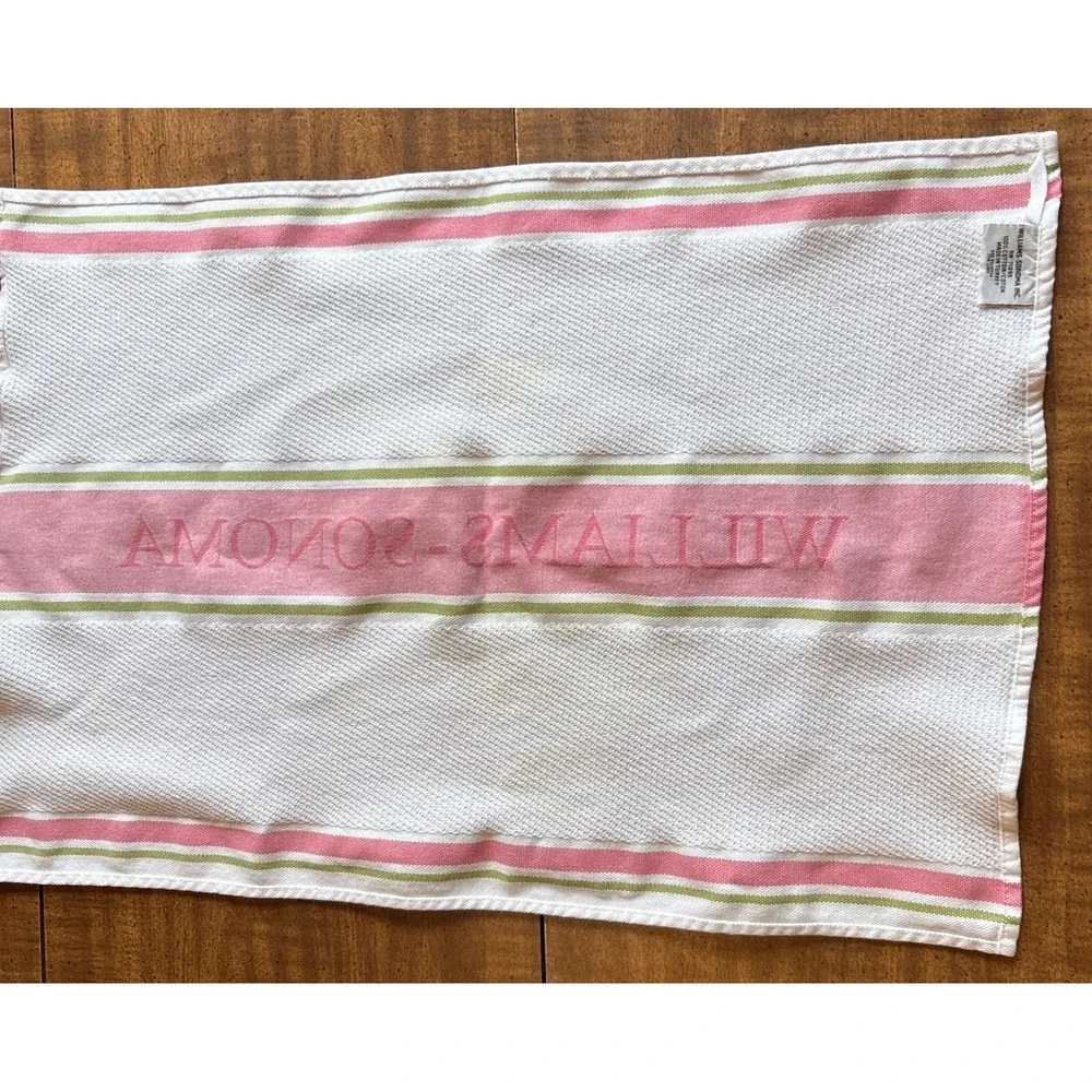 Williams-Sonoma Green, White Pink WAFFLE 100% TURKISH Cotton‎ Dish Cloth 18x26